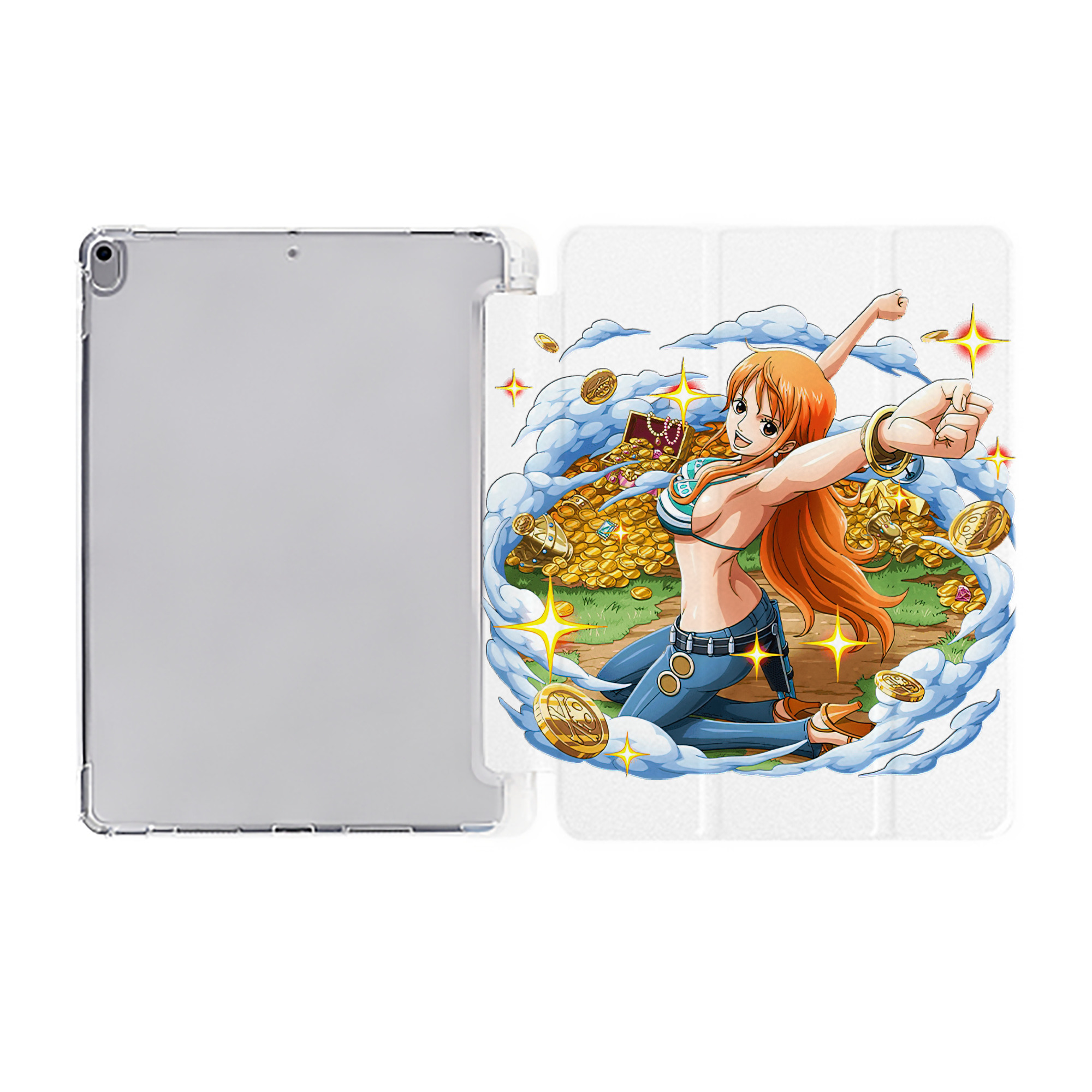 ワンピース ナミ ONE PIECE Nami IPad ケース ペン収納付き 三つ折りスタンド PUレザー×シリコン 対応機種9.5/10.5/10.9インチ